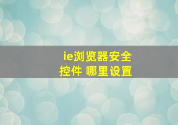 ie浏览器安全控件 哪里设置